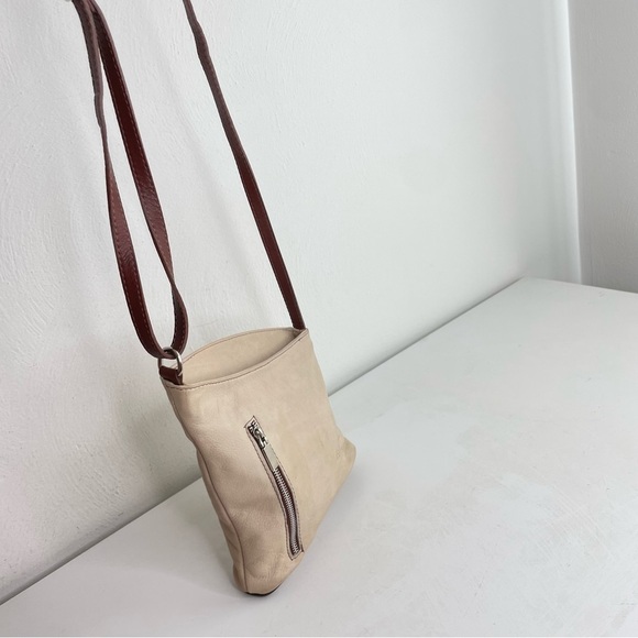 HEBELLA Made in Italy Asymmetrical Leather Crossbody Bag Purse Boho Minimalist - Picture 12 of 16